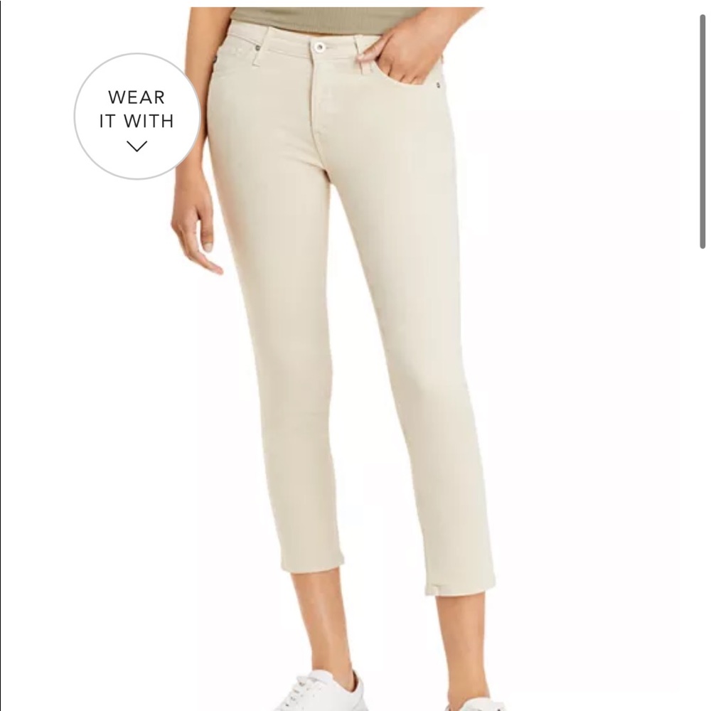 AG Prima Mid Rise Cropped Cigarette Jean - color: stone